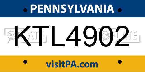 KTL4902 Pennsylvania License Plate