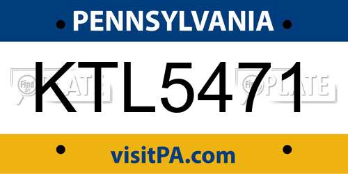 KTL5471 Pennsylvania License Plate
