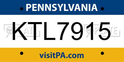 KTL7915 Pennsylvania License Plate