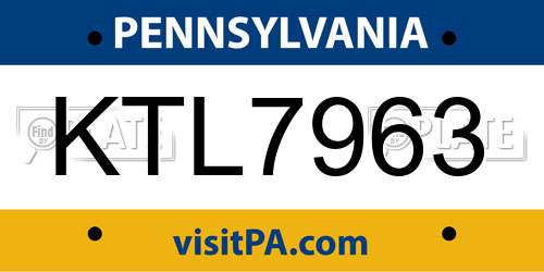 KTL7963 Pennsylvania License Plate