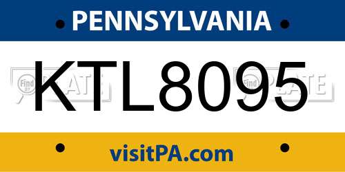 KTL8095 Pennsylvania License Plate
