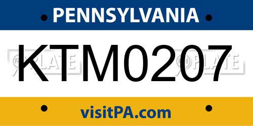 KTM0207 Pennsylvania License Plate