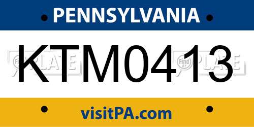 KTM0413 Pennsylvania License Plate