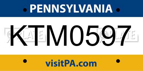 KTM0597 Pennsylvania License Plate
