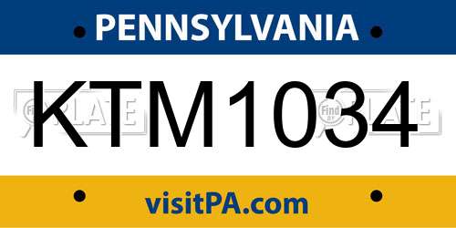 KTM1034 Pennsylvania License Plate