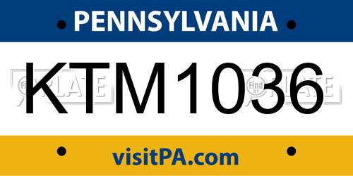 KTM1036 Pennsylvania License Plate