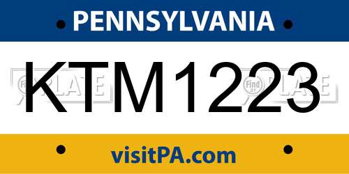 KTM1223 Pennsylvania License Plate