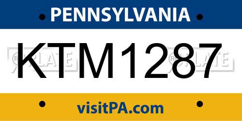 KTM1287 Pennsylvania License Plate