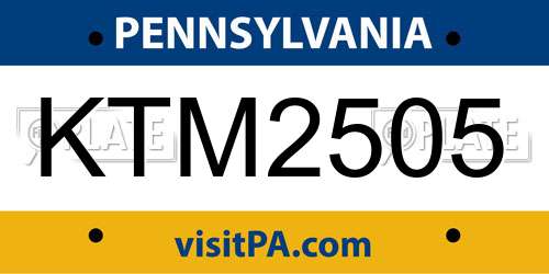 KTM2505 Pennsylvania License Plate