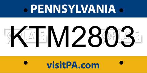 KTM2803 Pennsylvania License Plate