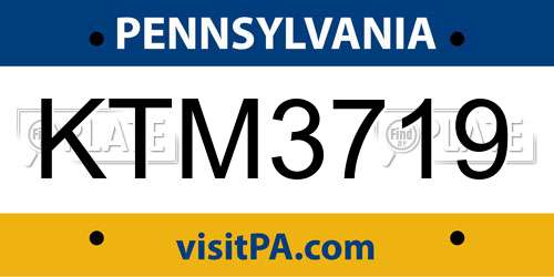 KTM3719 Pennsylvania License Plate