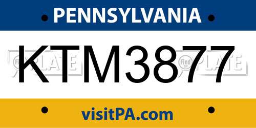 KTM3877 Pennsylvania License Plate