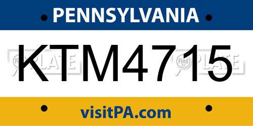 KTM4715 Pennsylvania License Plate