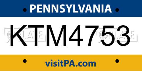 KTM4753 Pennsylvania License Plate