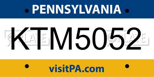 KTM5052 Pennsylvania License Plate