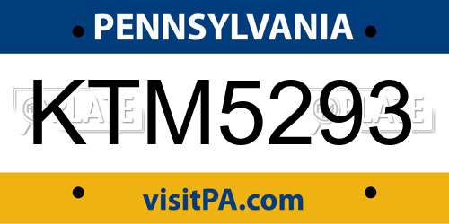 KTM5293 Pennsylvania License Plate
