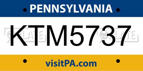 KTM5737 Pennsylvania License Plate