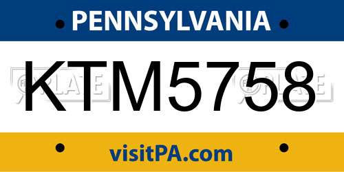 KTM5758 Pennsylvania License Plate