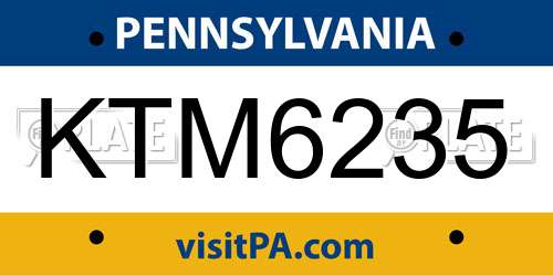 KTM6235 Pennsylvania License Plate