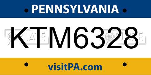 KTM6328 Pennsylvania License Plate