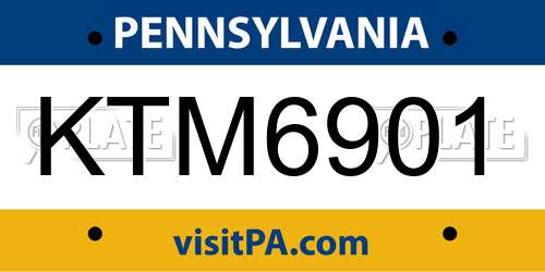 KTM6901 Pennsylvania License Plate