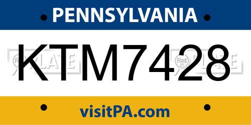 KTM7428 Pennsylvania License Plate