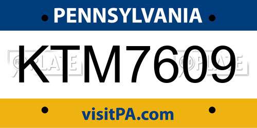 KTM7609 Pennsylvania License Plate