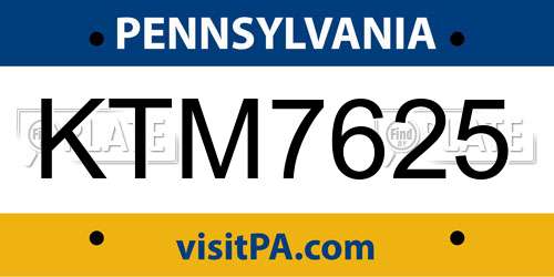 KTM7625 Pennsylvania License Plate