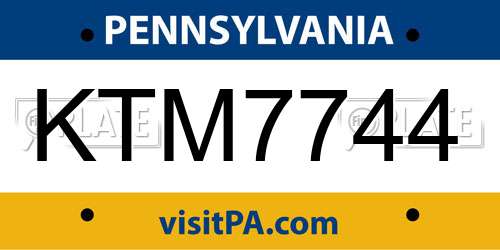 KTM7744 Pennsylvania License Plate