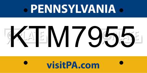 KTM7955 Pennsylvania License Plate