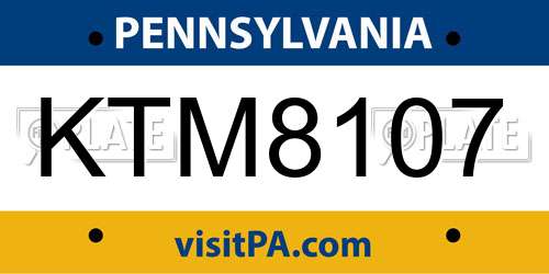 KTM8107 Pennsylvania License Plate
