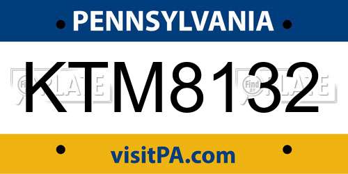 KTM8132 Pennsylvania License Plate