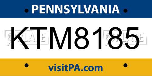 KTM8185 Pennsylvania License Plate