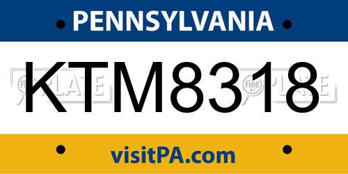 KTM8318 Pennsylvania License Plate