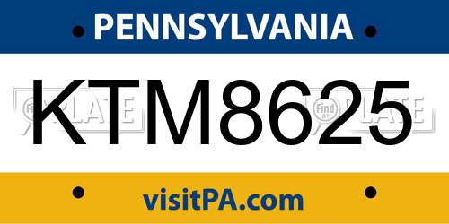 KTM8625 Pennsylvania License Plate