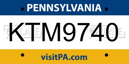 KTM9740 Pennsylvania License Plate