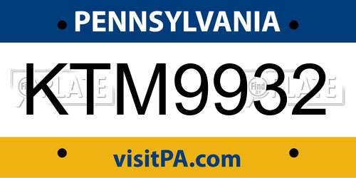 KTM9932 Pennsylvania License Plate