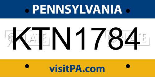 KTN1784 Pennsylvania License Plate