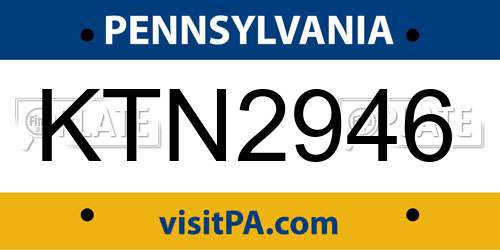 KTN2946 Pennsylvania License Plate