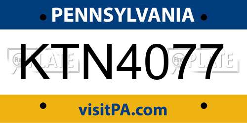 KTN4077 Pennsylvania License Plate