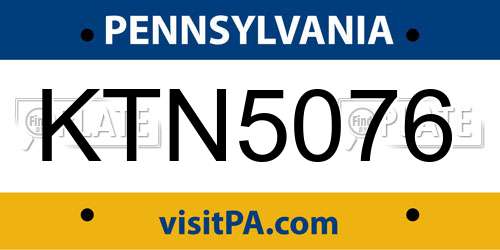 KTN5076 Pennsylvania License Plate