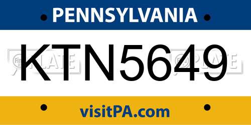KTN5649 Pennsylvania License Plate