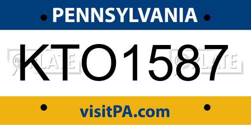 KTO1587 Pennsylvania License Plate