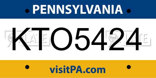KTO5424 Pennsylvania License Plate