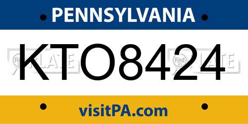 KTO8424 Pennsylvania License Plate