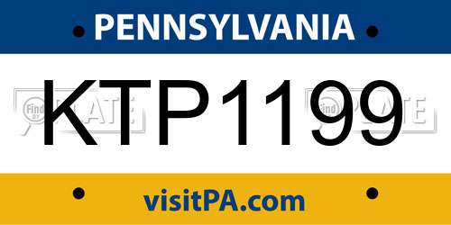 KTP1199 Pennsylvania License Plate