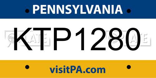 KTP1280 Pennsylvania License Plate