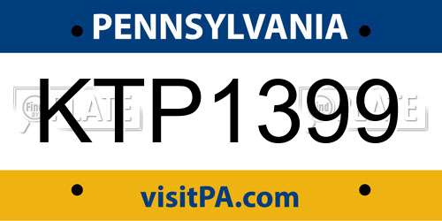 KTP1399 Pennsylvania License Plate