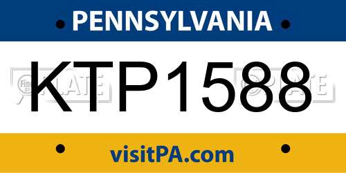 KTP1588 Pennsylvania License Plate
