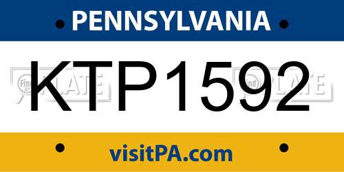 KTP1592 Pennsylvania License Plate